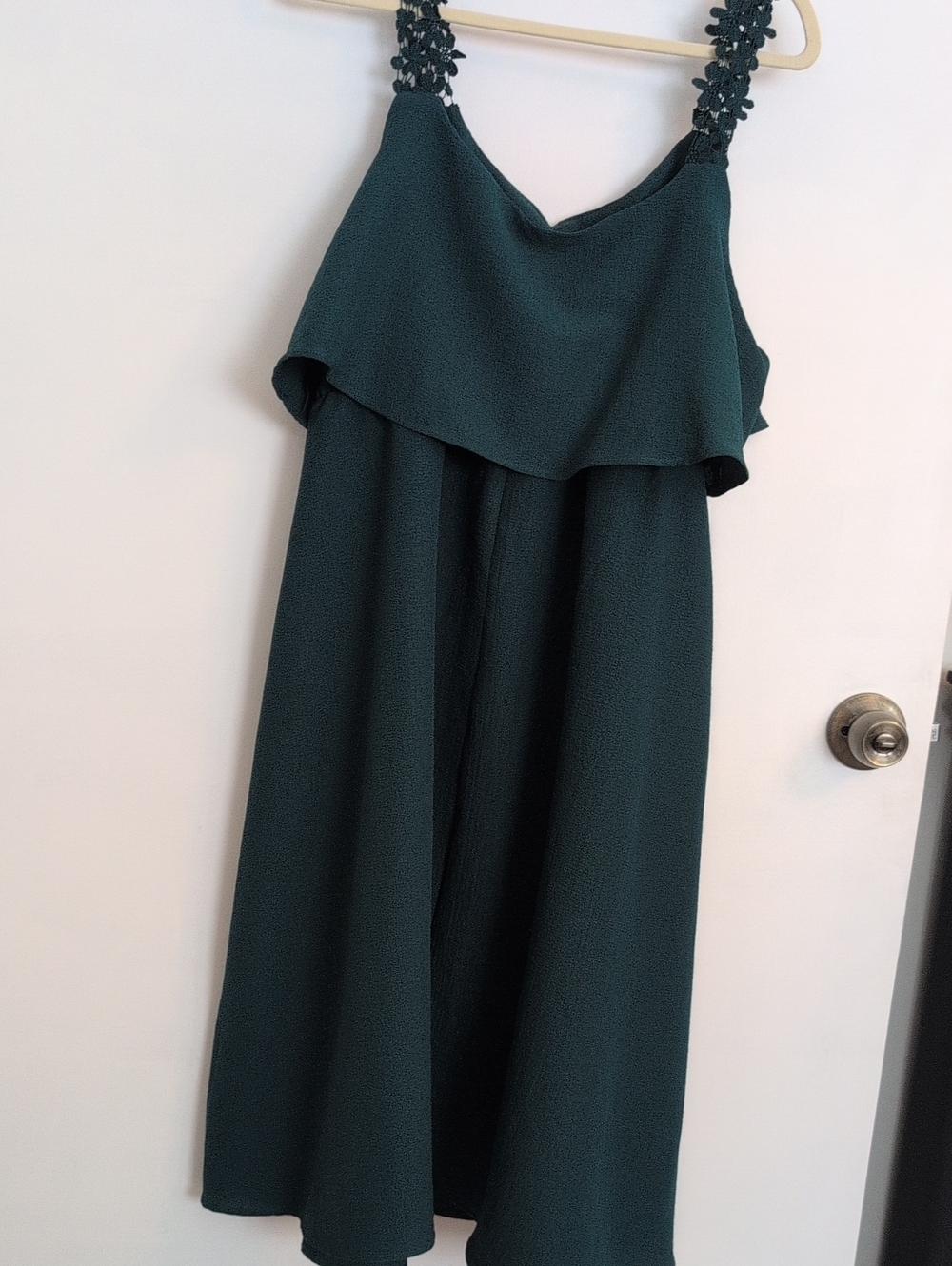 SHEIN Dark Teal Floral-Strap Layered Midi Dress